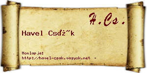 Havel Csák névjegykártya